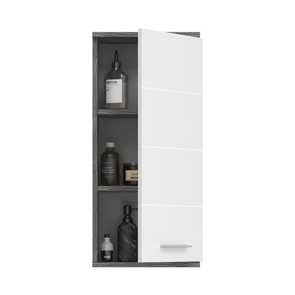 Mobile da bagno WILLIAM 1 porta – Bianco e grigio scuro