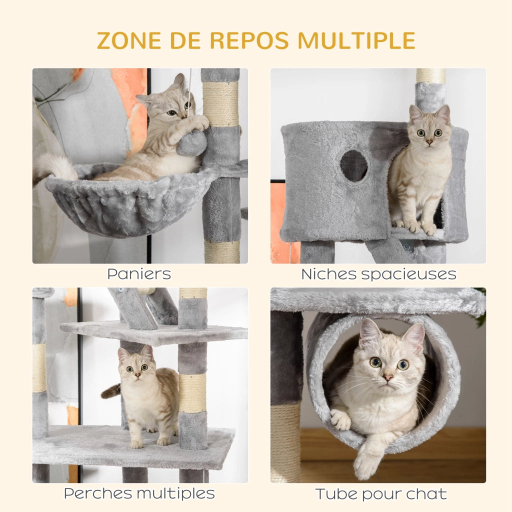 Arbre ¨¤ chat regolabile ¨C Zephmum ¨C Grigio chiaro 240-260 cm