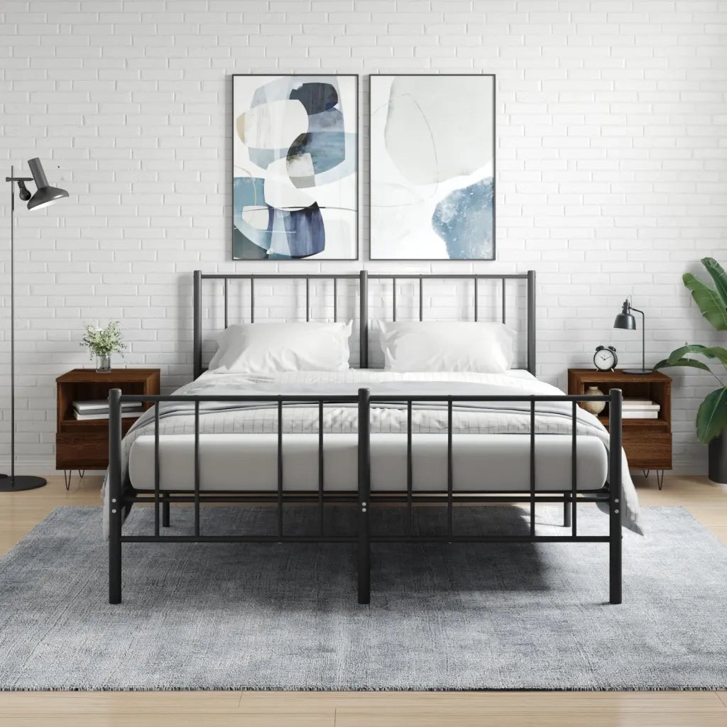 Set di 2 Comodini | Armadio da Notte | Mobiletto da notte Rovere Marrone 40x35x50 cm in Legno Multistrato