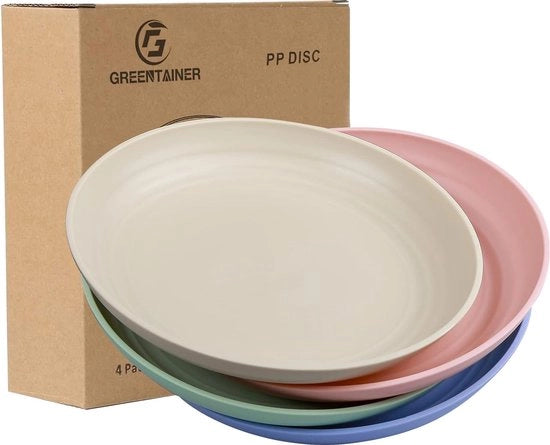 Set di 4 piatti da 198 cm servizio da tavola biodegradabile salutare impermeabile per bambini e adulti - leggero e BPA libero, microonde e lavastoviglie resistente
