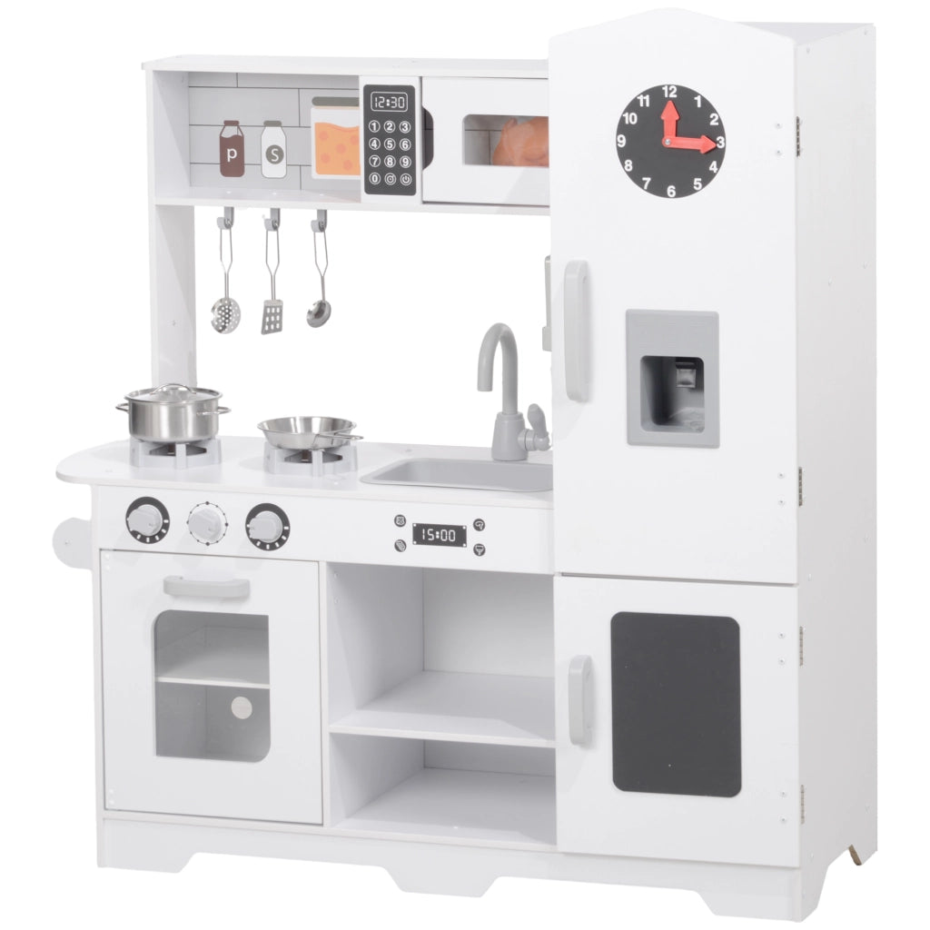 Cucina Giocattolo in Legno per Bambini con Accessori Bianco ¨C zephmum ¨C 80x40x100