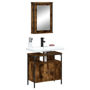 Set Mobili da Bagno 2 pz Rovere Fumo in Legno Multistrato