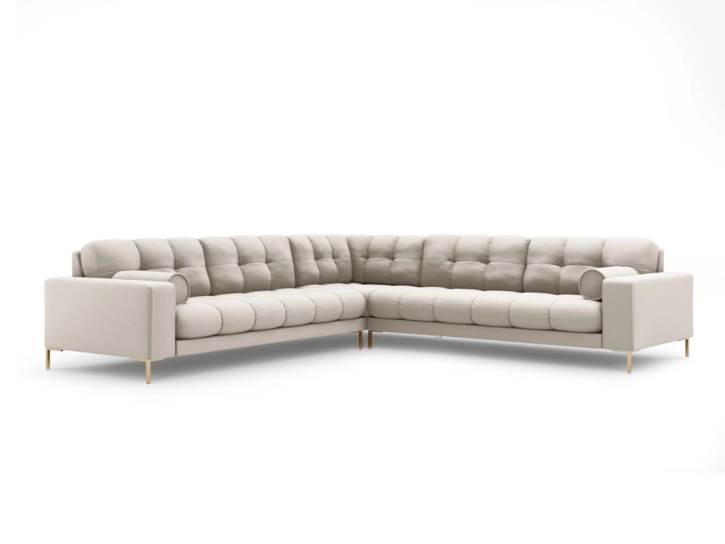 Cosmopolitan Design - Divano angolare reversibile "Bali" 6 posti in tessuto strutturato beige 