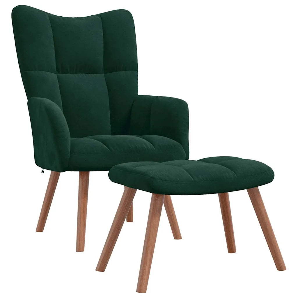 Divano Sedia-Poltrona Relax con Poggiapiedi Verde Scuro in Velluto 720350