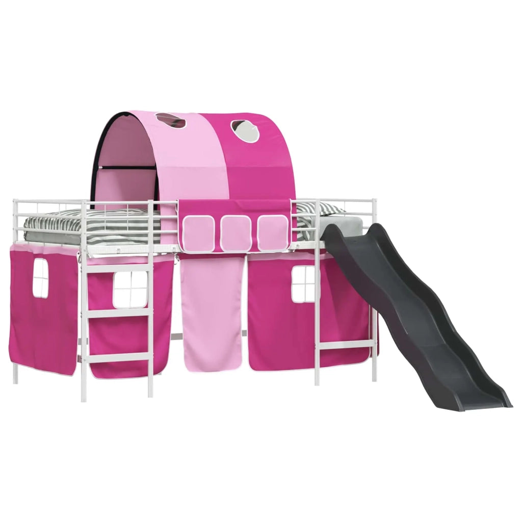 Struttura del letto loft per bambini Bianco e Rosa 107 x 200 cm
