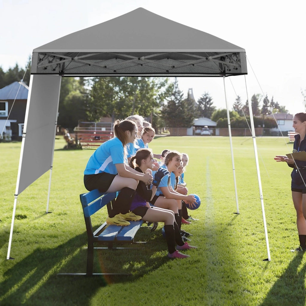 Gazebo pieghevole per esterni con gambe inclinabili regolabili per feste, Tenda a baldacchino pop-up 180 x 180 cm Grigio-Tende parasole