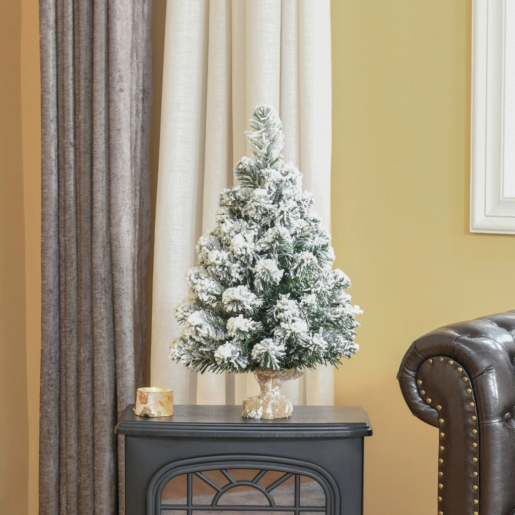 Albero di Natale Artificiale 60 cm ¨C zephmum ¨C con neve e base in cemento