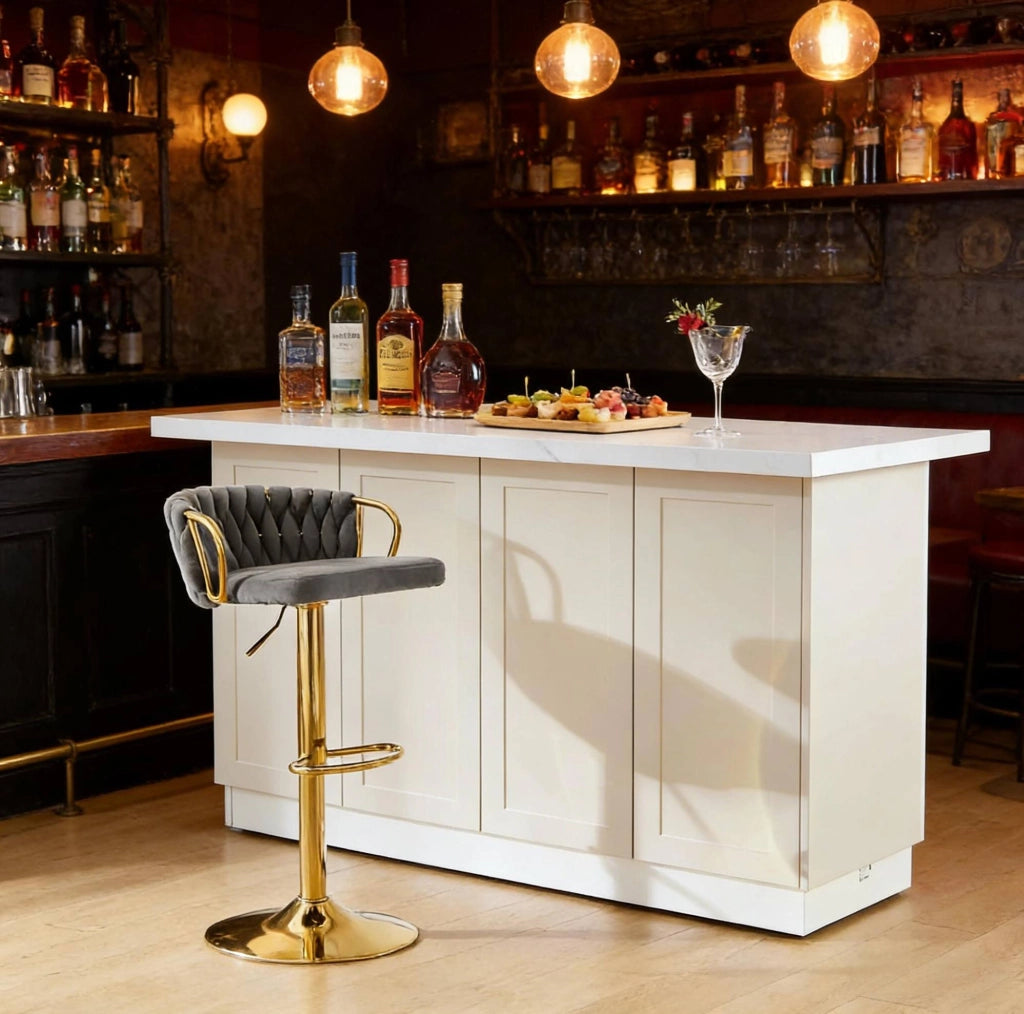 Sgabello da bar regolabile girevole in velluto grigio scuro