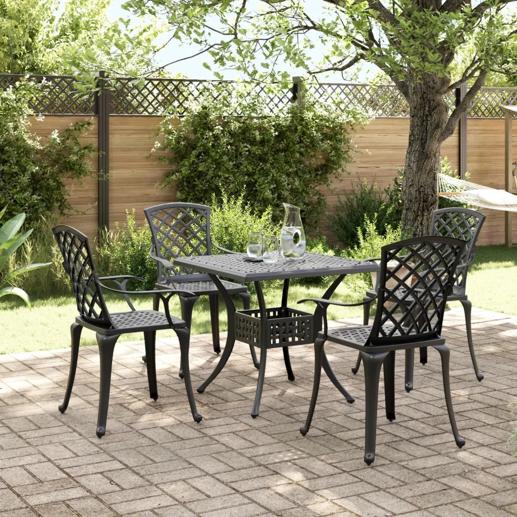 Set da Pranzo da Giardino 5 pz Nero in Alluminio Pressofuso 3216350