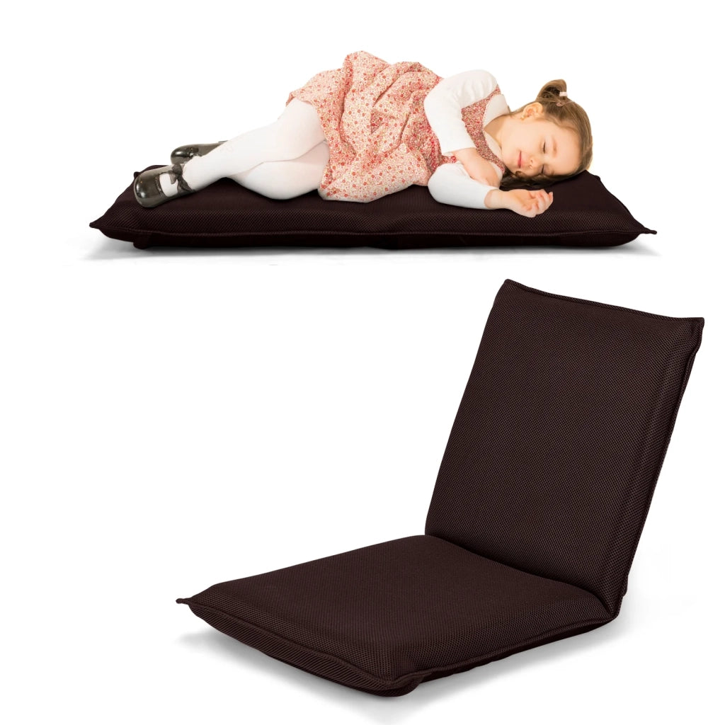 Poltrona reclinabile da terra con 6 posizioni 44 x 54,5 x 53,5 cm leggera e comoda stile moderno tessuto color caffè 20_0011181