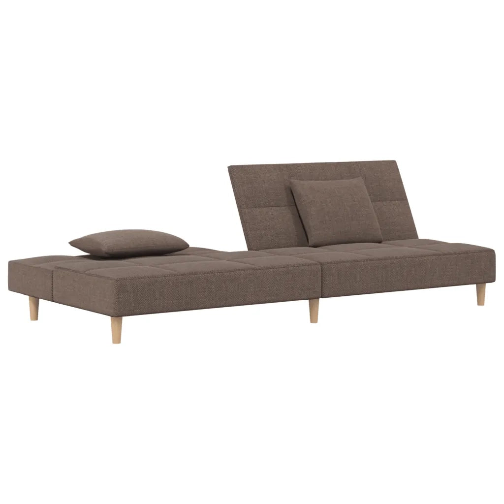 Divano Letto a 2 Posti con 2 Cuscini Tortora in Tessuto 375798