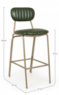 Sgabello Bar Addy Verde Scuro Imbottito in Similpelle