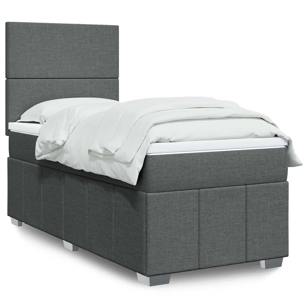 Giroletto a Molle con Materasso Grigio Scuro 80x200 cm Tessuto
