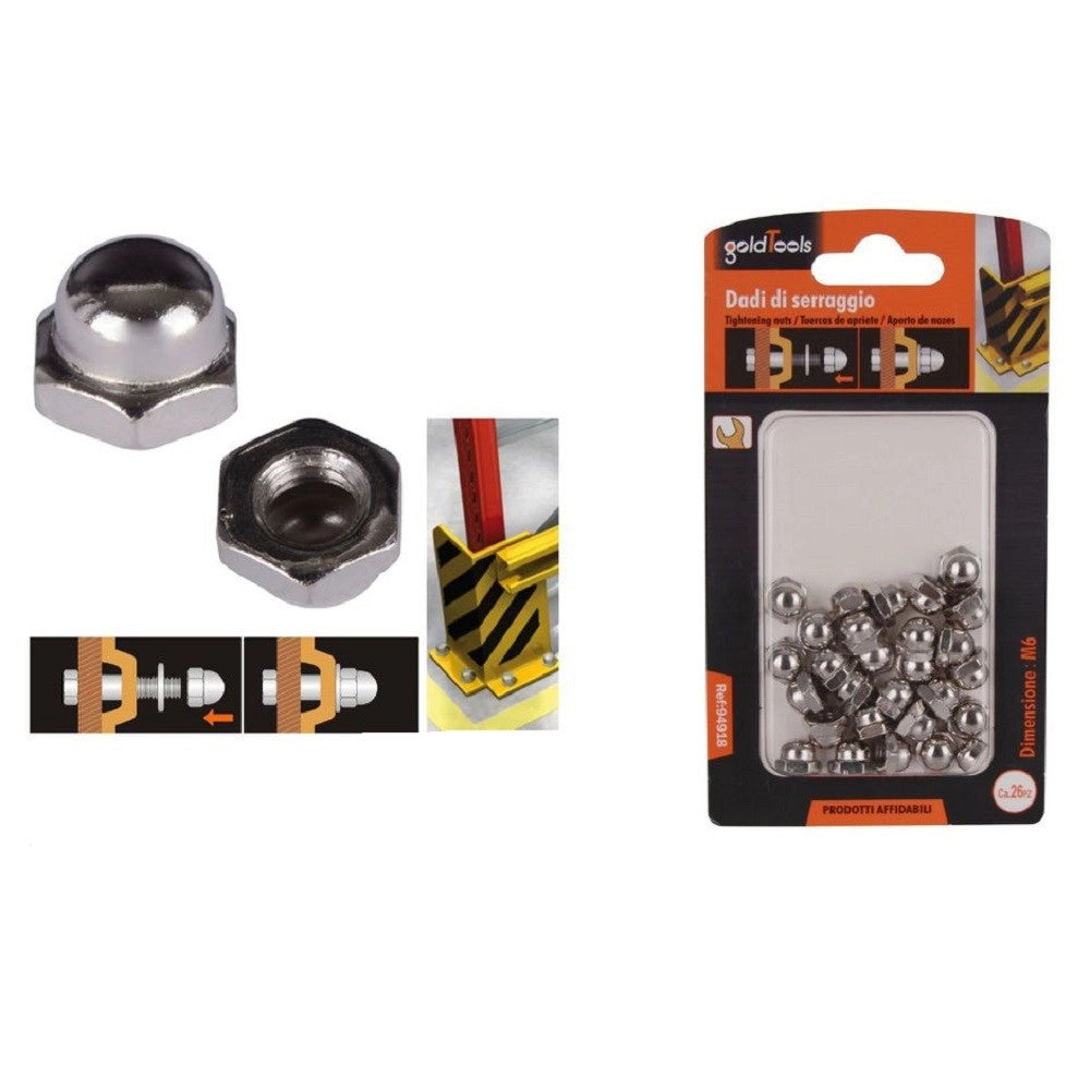 Trade Shop - Set 26 Pz Dado Dadi Ciechi Esagonali M6 Serraggio 6mm Per Chiave Esagonale 94918 -
