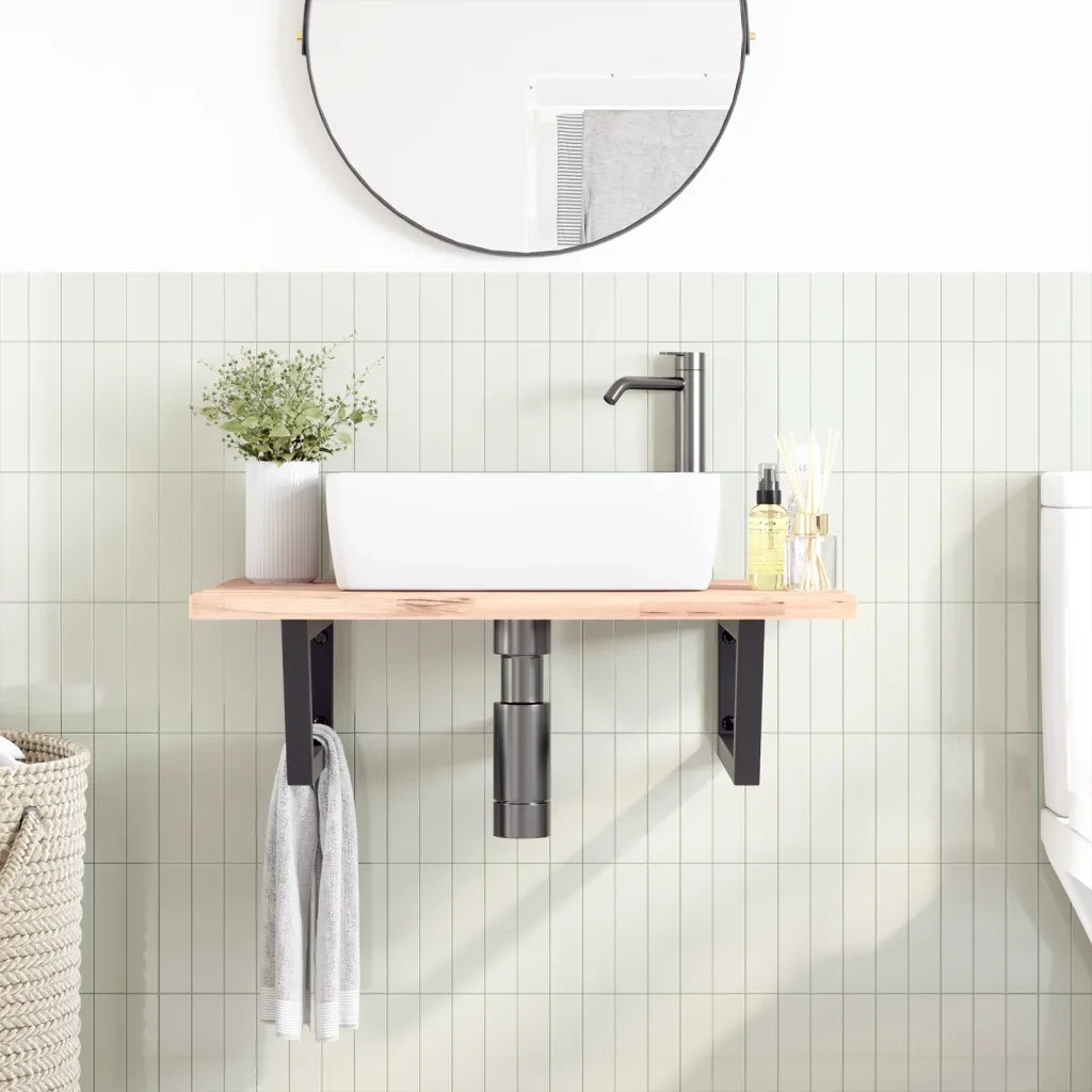 Reggimensole per Lavabo 2 pz-Supporti per mensole a muro Nere Trapezio in Acciaio 930224