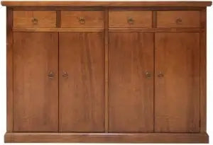 Credenza madia buffet mod Lia in legno arte povera noce Bassano con anelli
