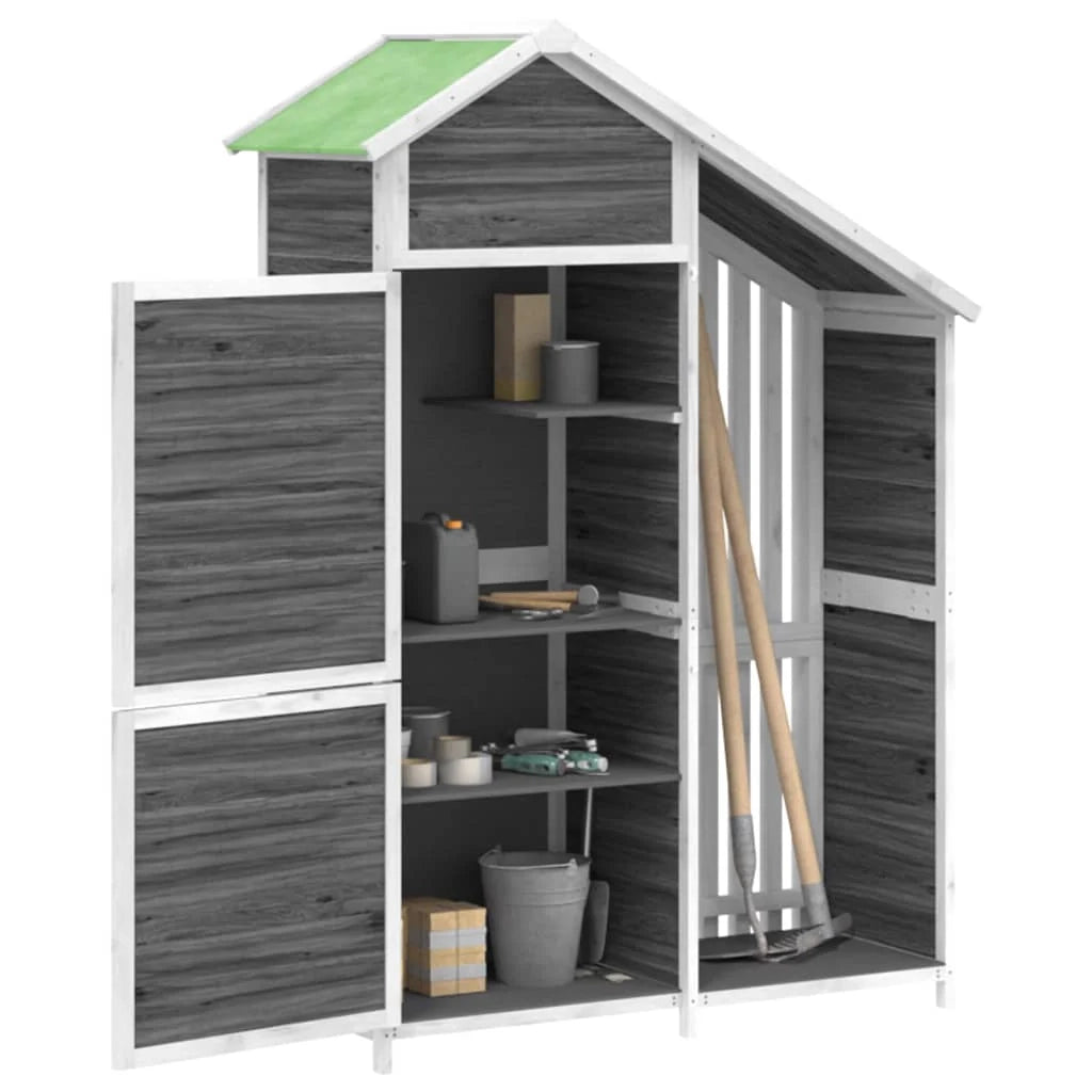 Casetta da giardino ripostiglio capanno per attrezzi robusto ripostiglio per utensili 120 x 53,5 x 170 cm legno massello di pino grigio 02_0022414
