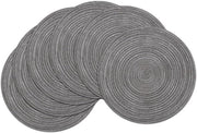 Set di 6 piatti rotondi lavabili e resistenti al calore - Antiscivolo, Intrecciato, Grigio, 38 cm per Natale e Feste