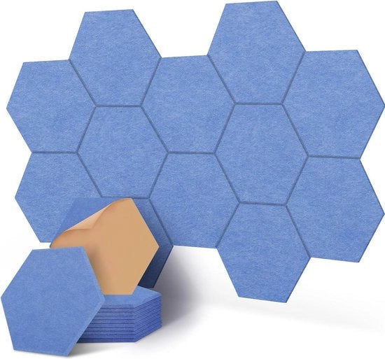 12 pannelli acustici quadrati autoadesivi in poliestere per isolamento acustico - 30 x 30 x 1 cm - pannelli assorbenti con texture morbida - blu