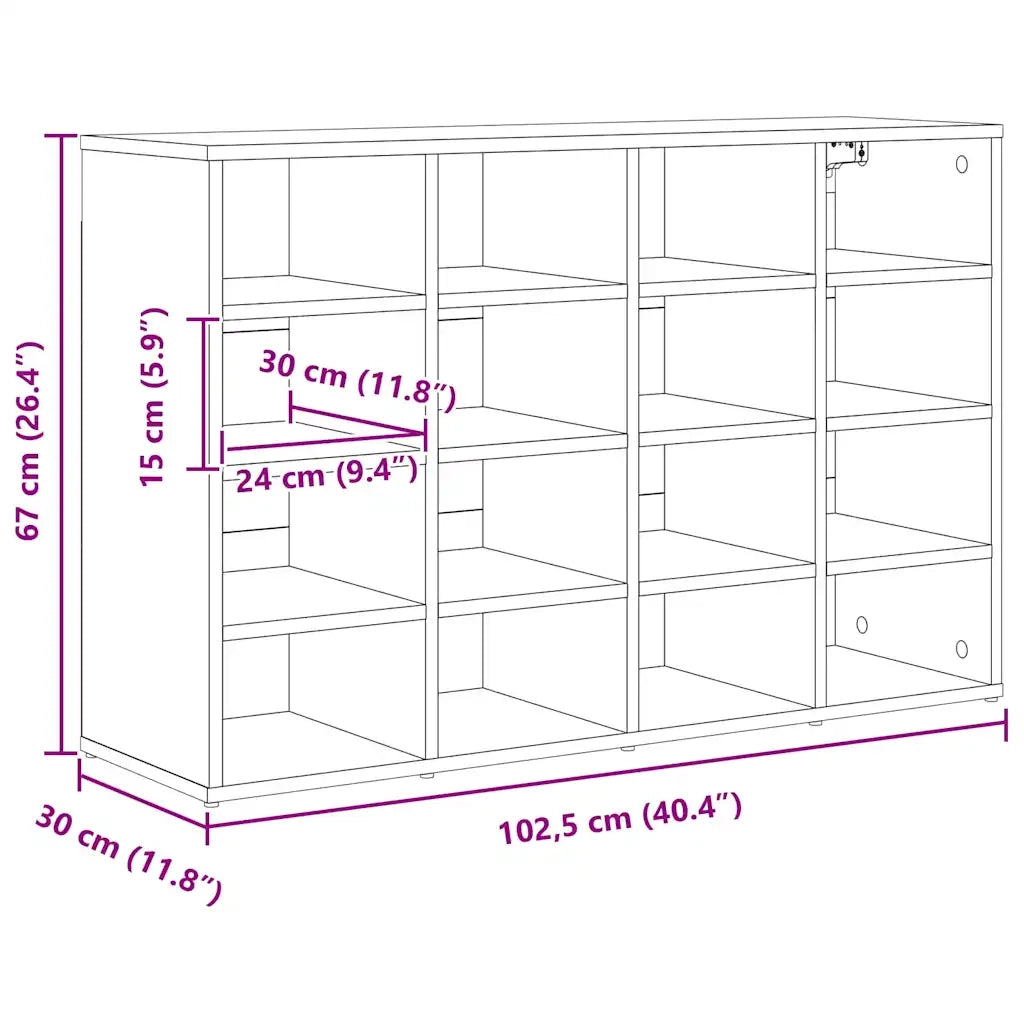 vidaXL Scarpiera rovere sonoma 103 x 30 x 67 cm Legno multistrato