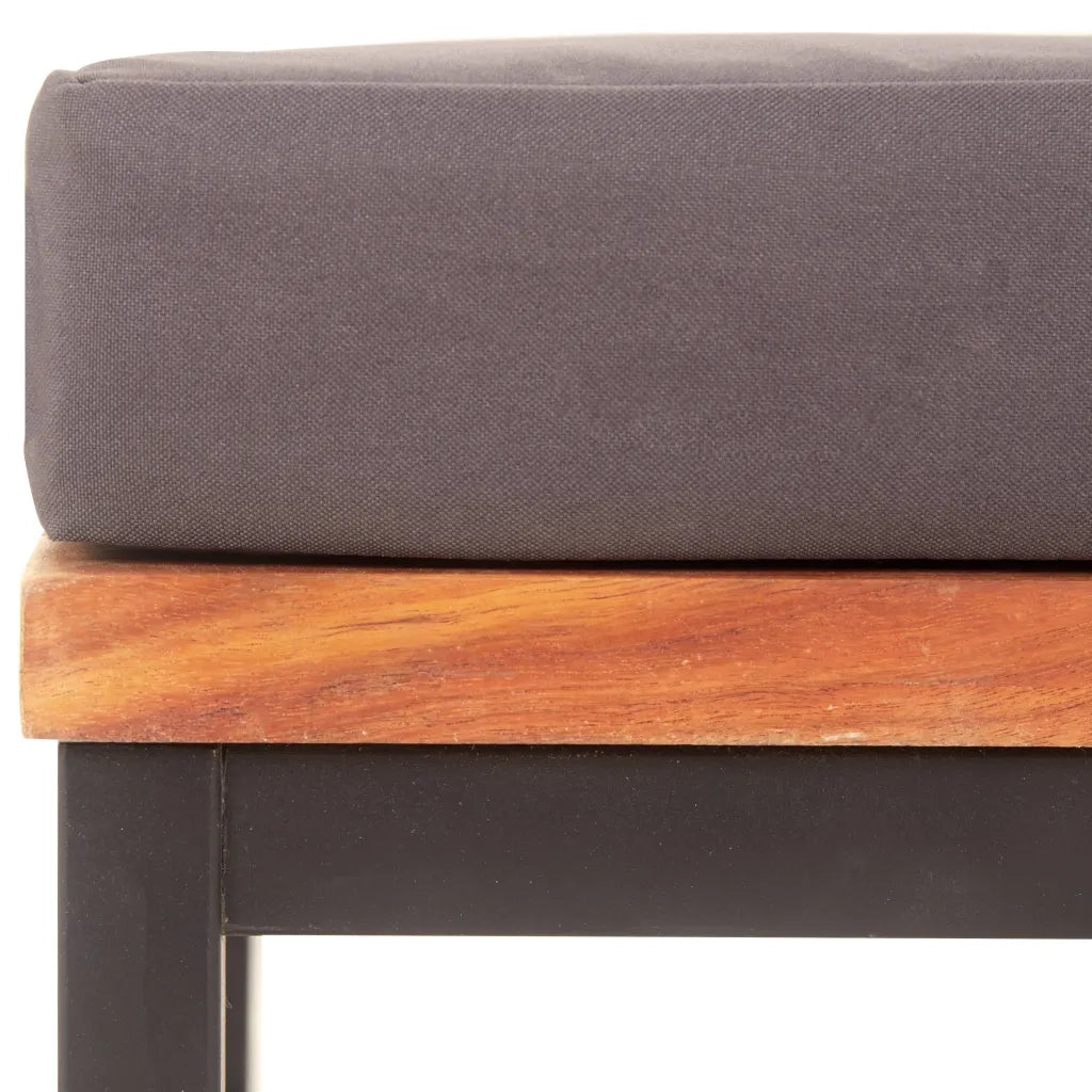 Poggiapiedi con Cuscino 66x66x36cm in Legno Acacia Grigio Scuro 46511
