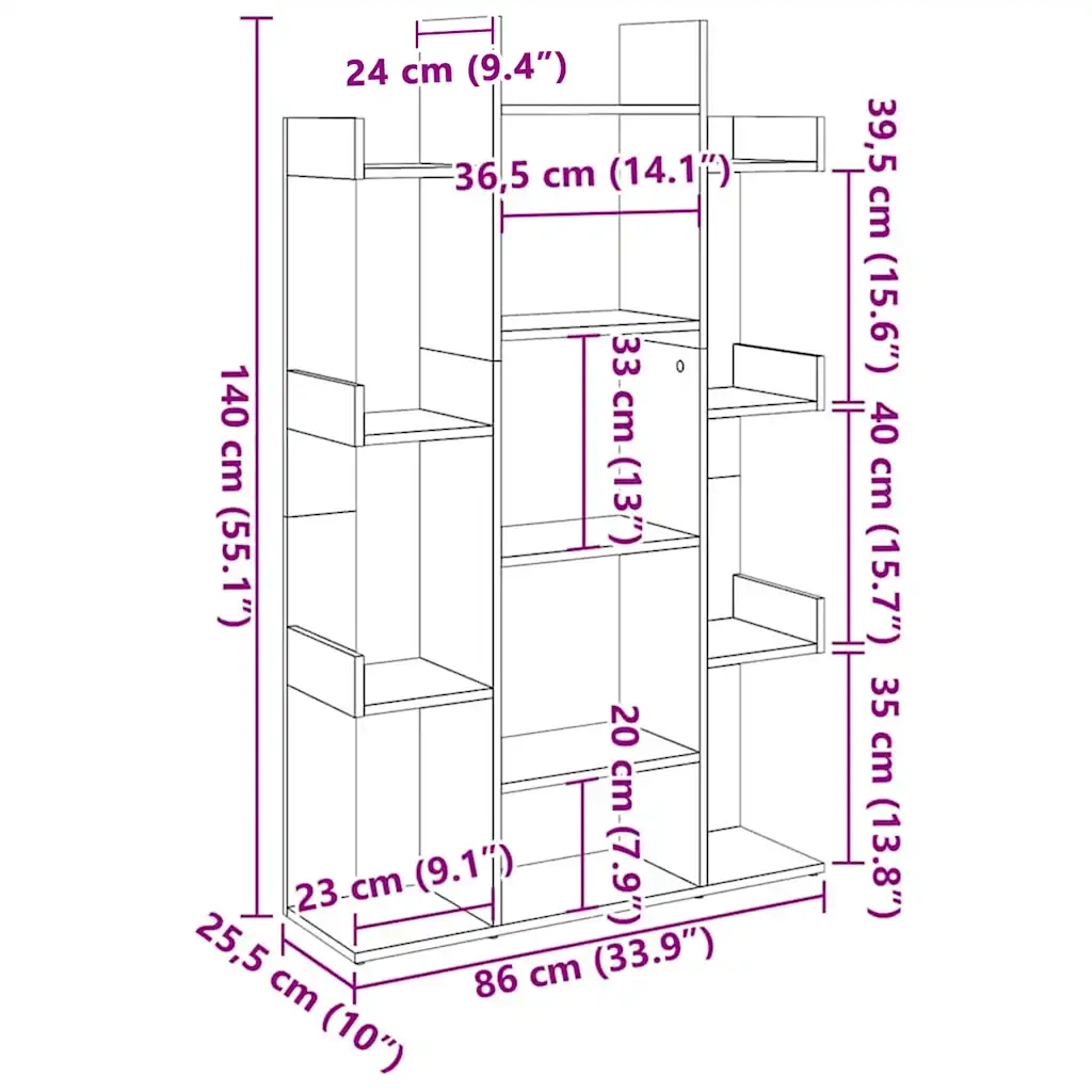 Libreria Grigio Sonoma 86x25,5x140 cm in Legno Multistrato cod mxl 10007
