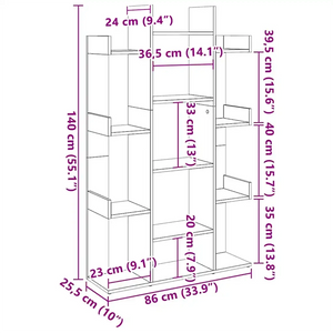 Libreria Grigio Sonoma 86x25,5x140 cm in Legno Multistrato cod mxl 10007