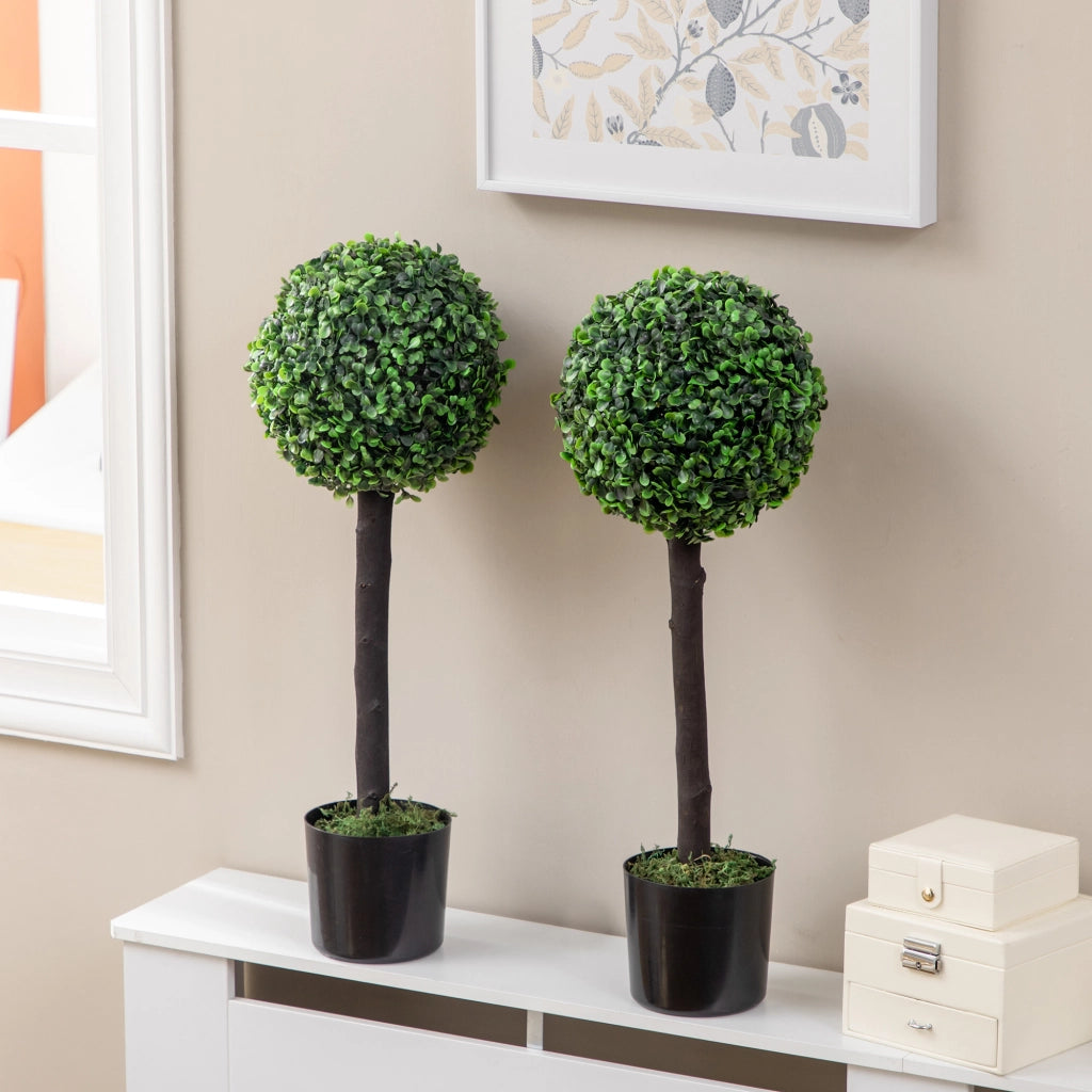 Set 2 Arbusti Artificiali Decorativi ¨C zephmum ¨C Verde ?20x60 cm