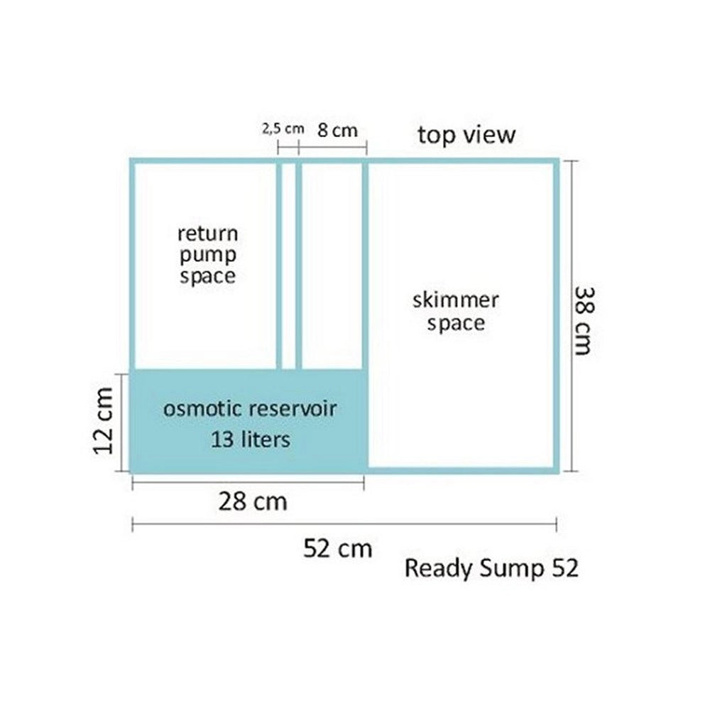 Blau Aquaristic Ready Sump 52 - sump in vetro a scomparti 80L cm52x38x40/50h