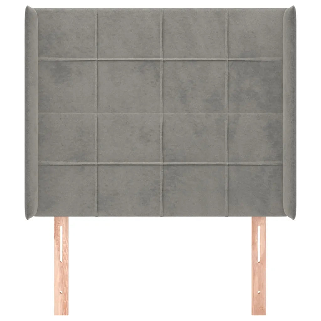 Testiera | Testata ad Orecchio Grigio Chiaro 93x16x118/128 cm in Velluto