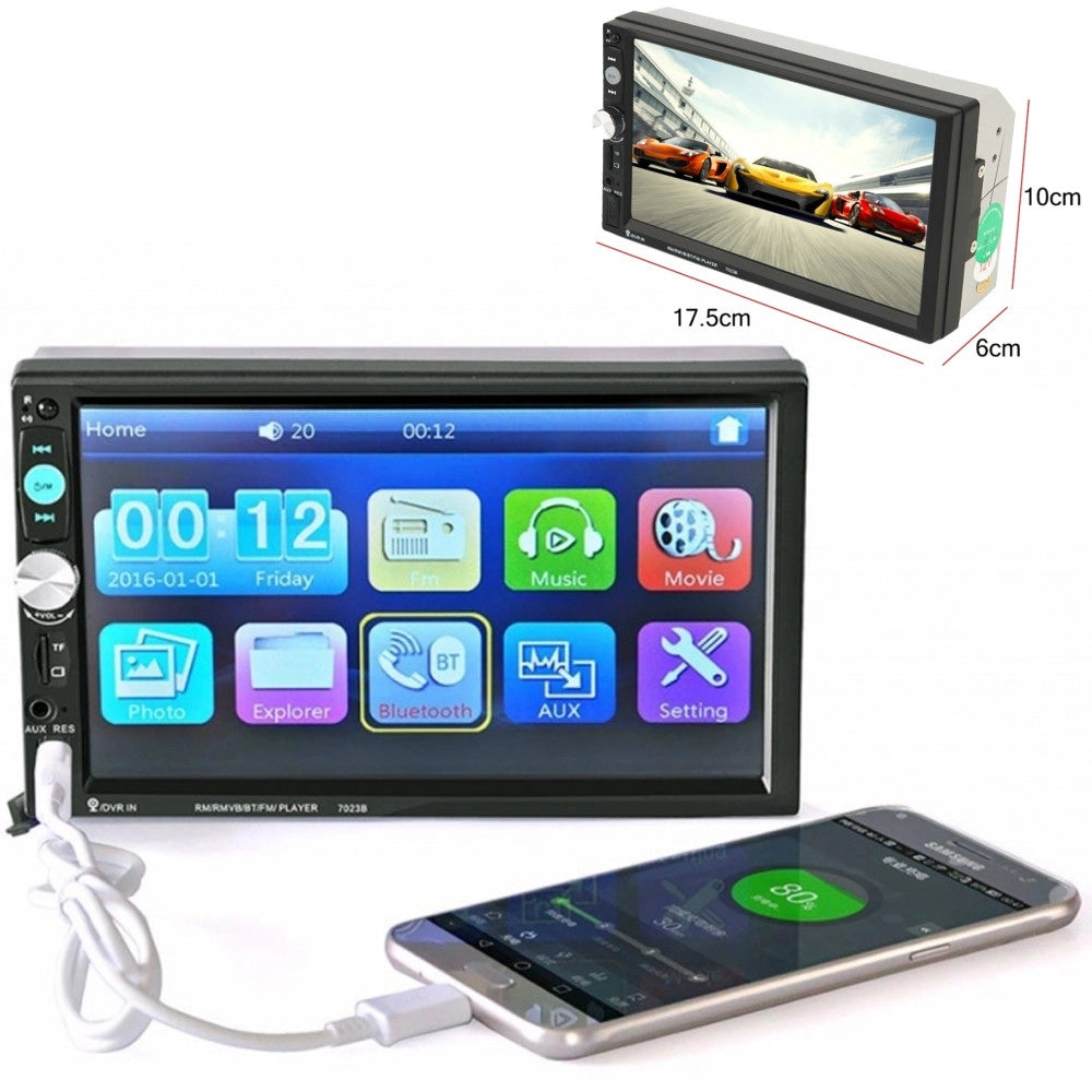 Trade Shop - Stereo 7023b Lcd 7,0" Full Hd 1080p Auto Mp4 Mp5 Radio Fm Bluetooth Telecomando -
