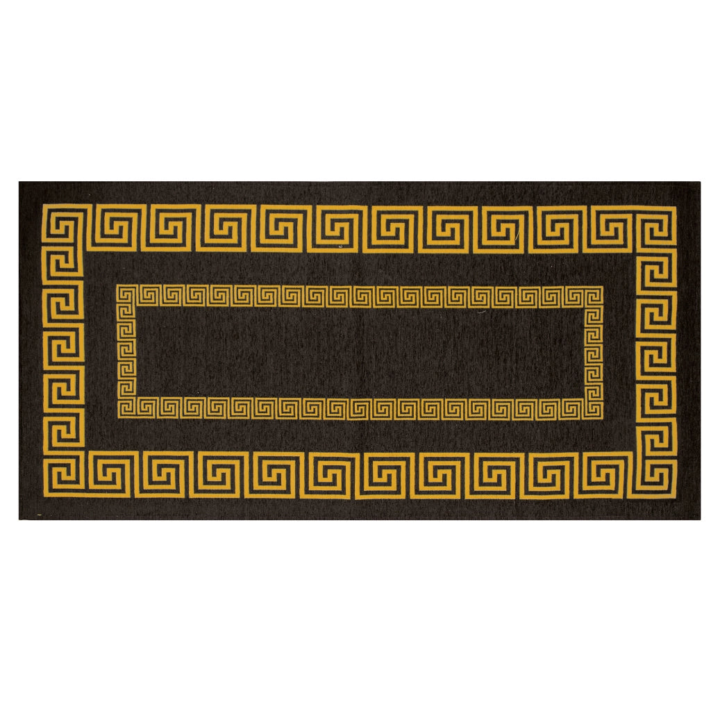 Tappeto Arredo Moderno Morbido in Ciniglia Ingresso Antiscivolo Prodotto Italiano  Soggiorno Camera Salotto Disegni Piazzati Cotone Varie Misure Grande Atena/Nerosenape - 140x200 cm