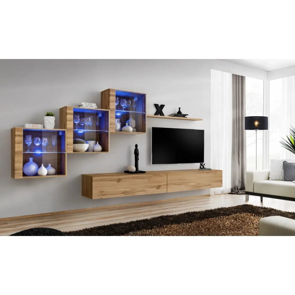 Set di mobili da soggiorno SWITCH XX design, colore quercia Wotan.