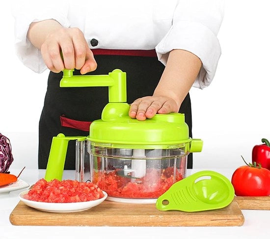 Molinello manuale da 1200 ml per verdure, con manico e coperchio, adatto per aglio, cipolle, peperoni, carote, zenzero, frutta (verdura)