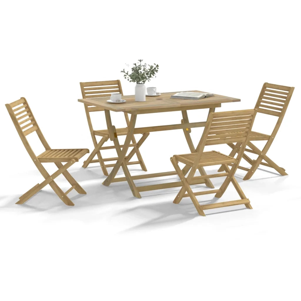 Set da Pranzo per Giardino 5 pz in Legno Massello di Acacia 3295001