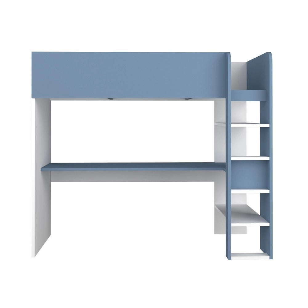 Letto a soppalco azzurro e bianco con scrivania 2276