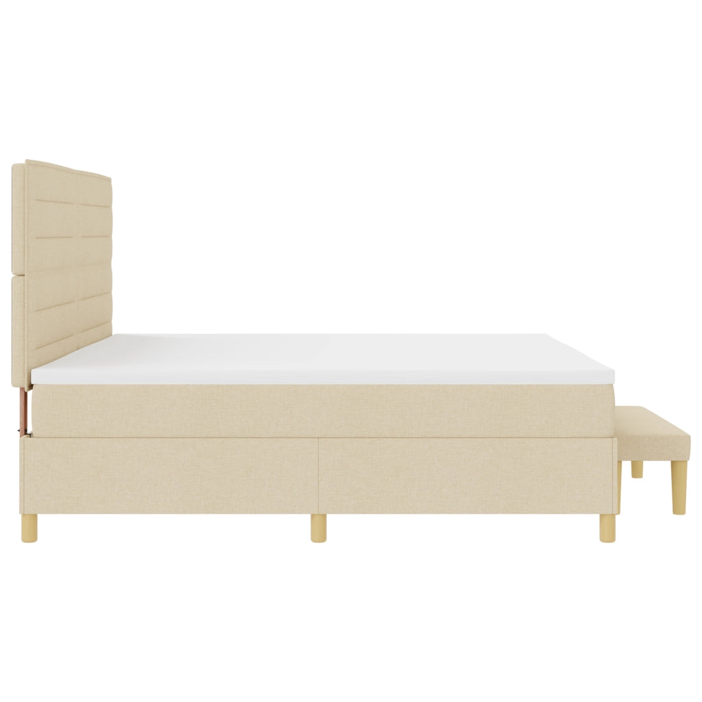Letto a contenitore  con materasso e panca Panna 200x200 cm Tessuto