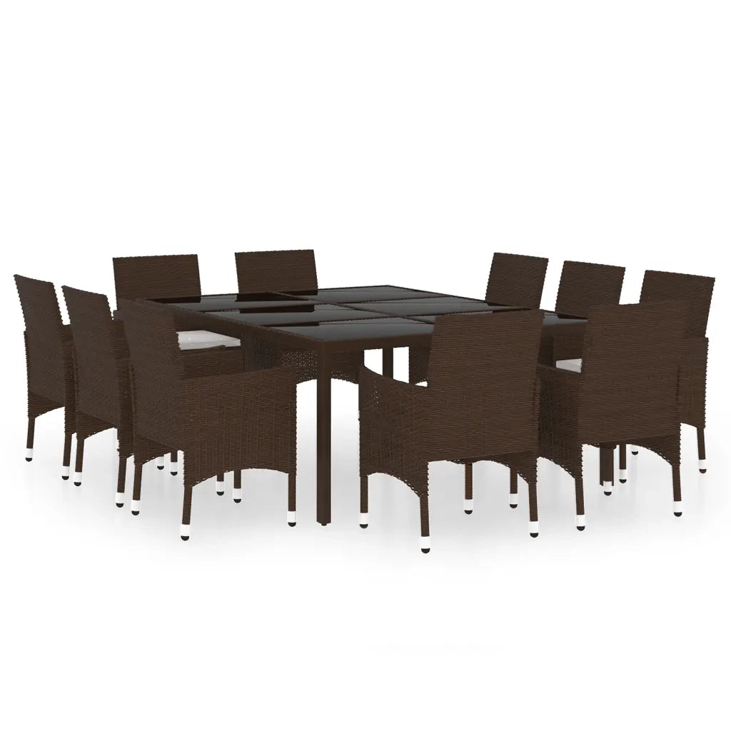 Set da Pranzo da Giardino in Polyrattan 11 pz Marrone cod mxl 37949