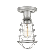 Plafoniera Industrial Nordica Mixon Acciaio Nichel Spazzolato 1 Luce E27