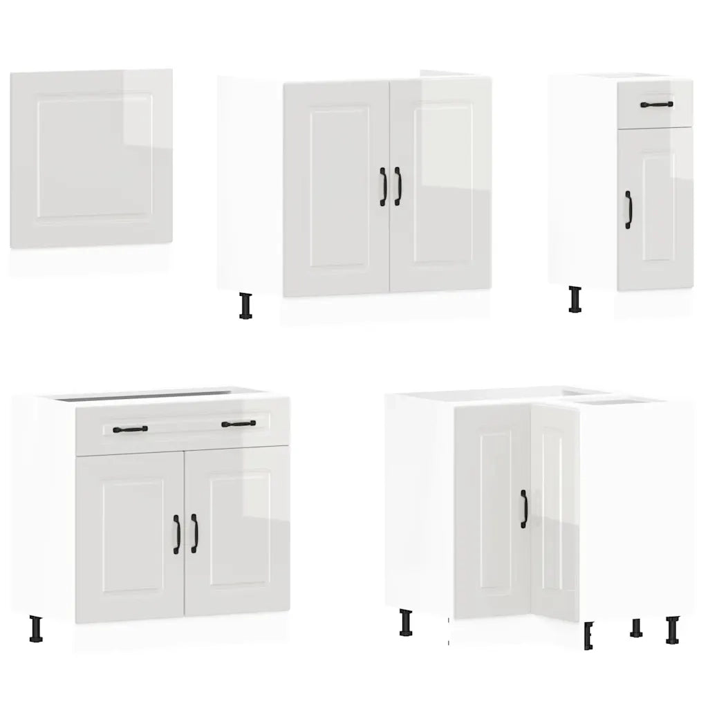 Set Mobili da Cucina 11 pz Kalmar Bianchi Lucido in Truciolato 3314913