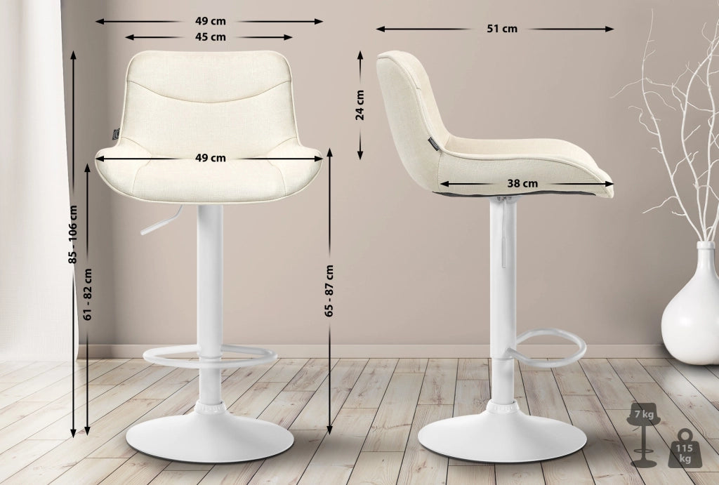 Barhocker Vonore Stoff weiЯ