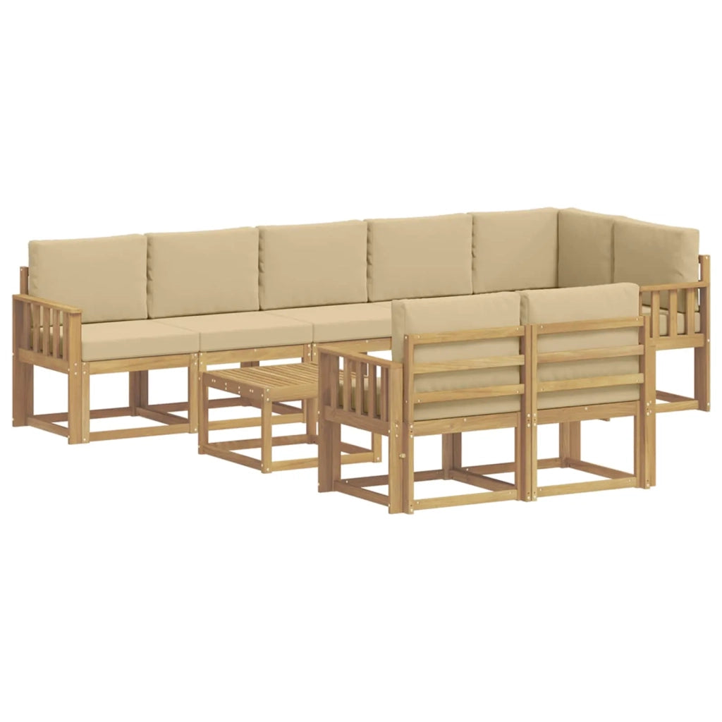 Set di divani da esterno 9 pcs Bianco e Beige Poliestere 3387837