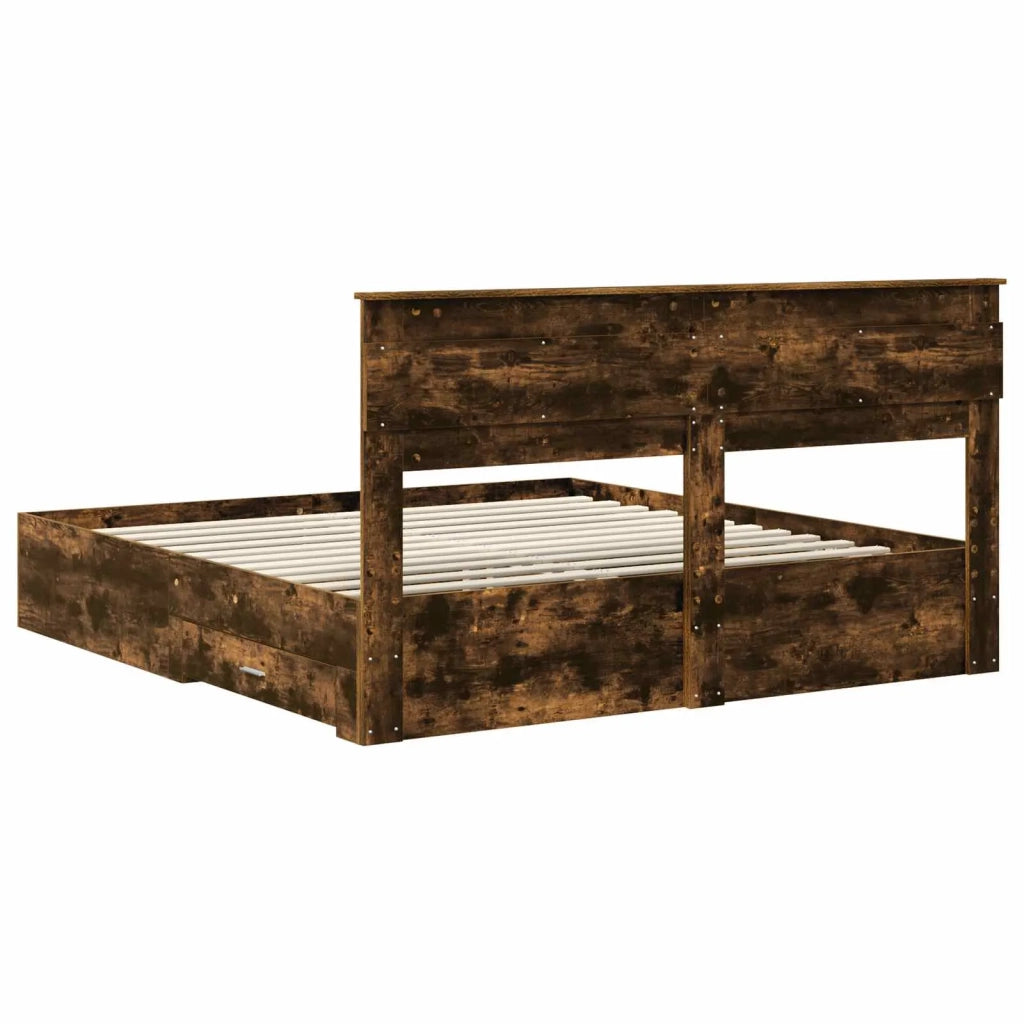 Letto matrimoniale | Letto per adulti | Struttura del letto Rovere fum¨¦ 200 x 200 cm Legno multistrato