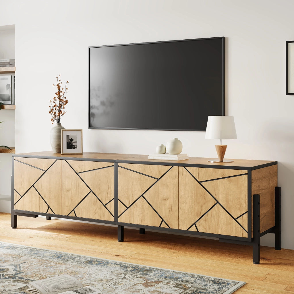 Mobile TV con 4 ante e 4 vani; per soggiorno; in MDF; 153 x 40 x 50 cm; natural wood