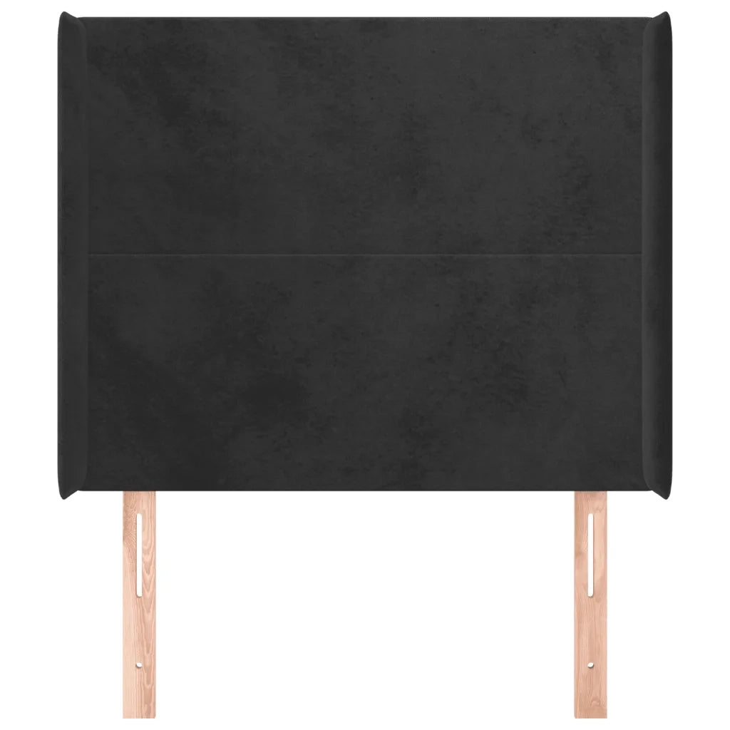 Testiera ad Orecchio Nera 103x16x118/128 cm in Velluto