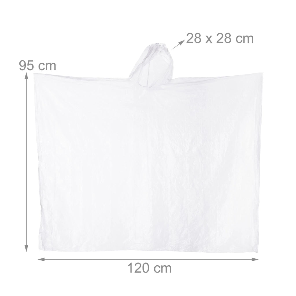 Lotto di 20 poncho antipioggia usa e getta leggeri trasparenti 95 x 120 cm in PE trasparente 13_0011578