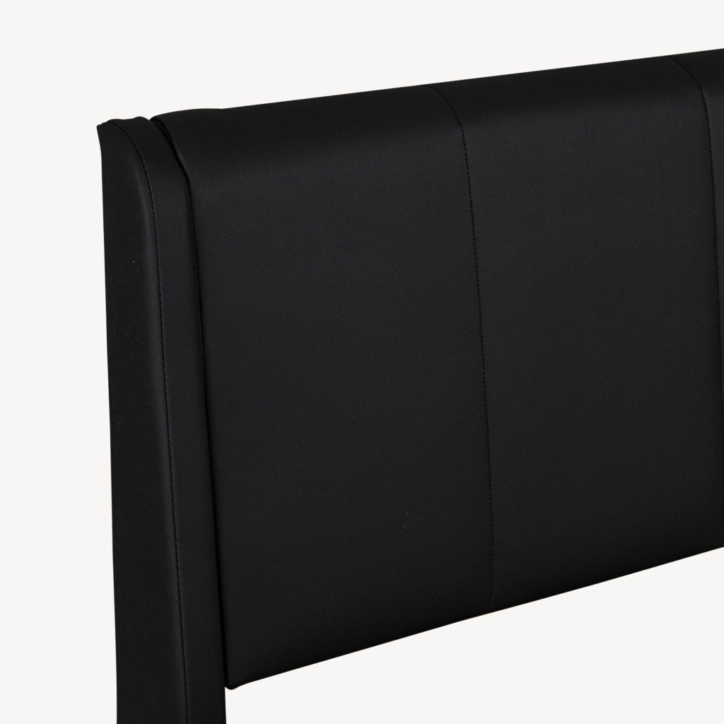 Letto Francese Contenitore Tröstiar con Apertura a Ribalta e Luce LED 140x200 cm - Similpelle Nero [en.casa]