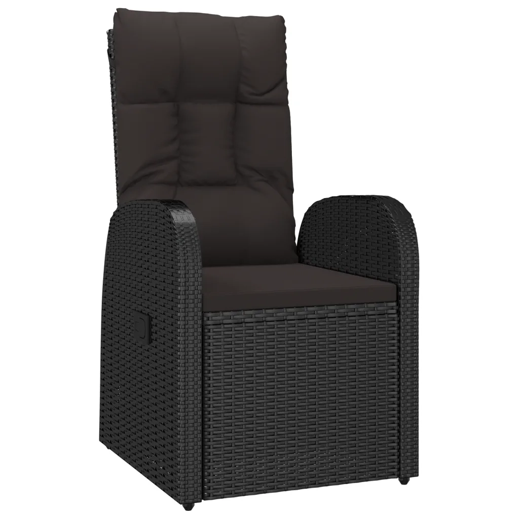 Set da Pranzo da Giardino 9 pz con Cuscini Nero in Polyrattan 3277635