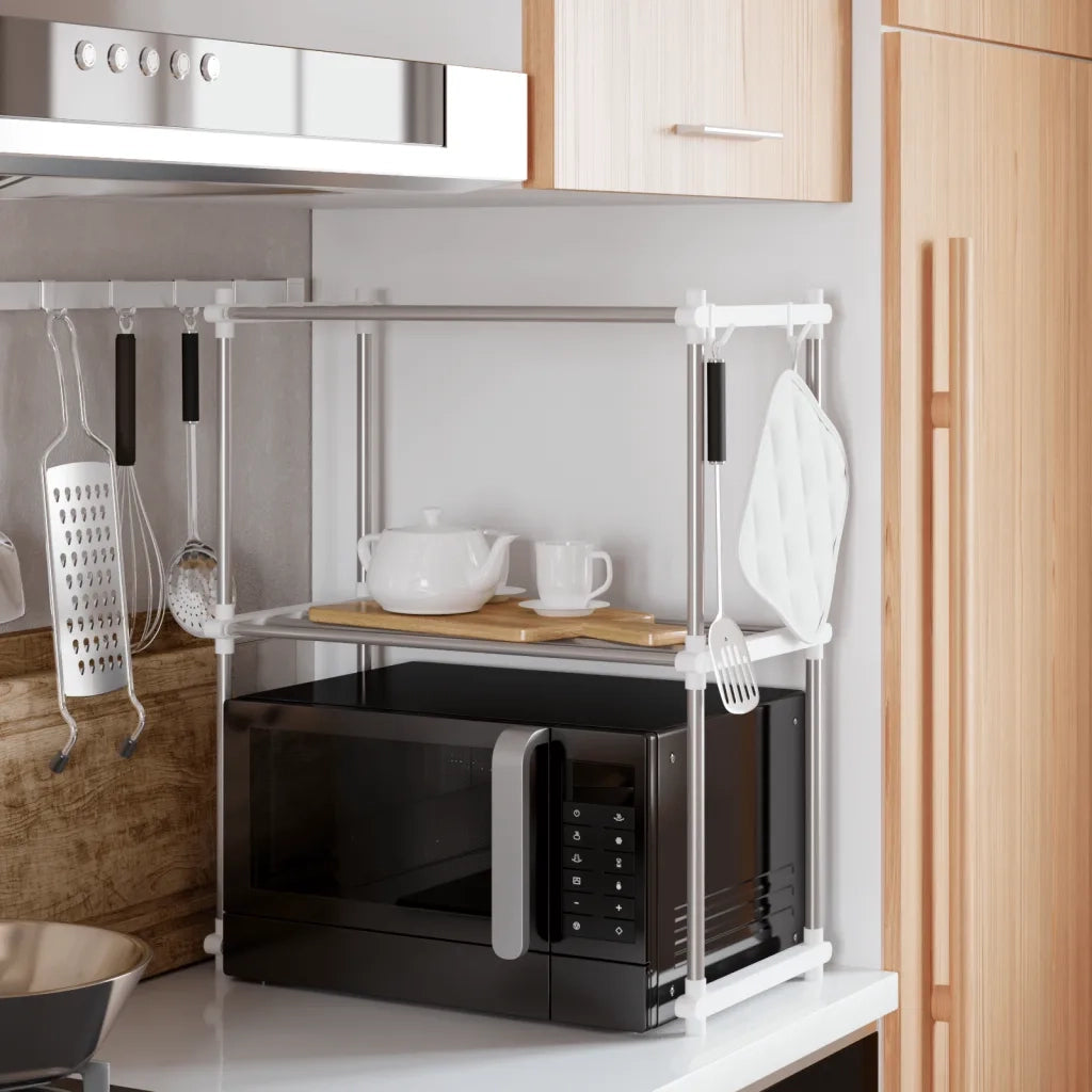 Ripiano per Microonde Bianco 51x27x63 cm in Alluminio CFW4273316