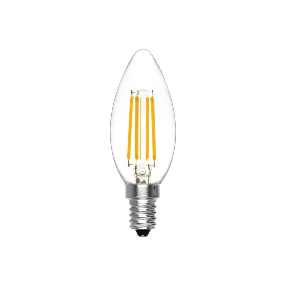 Alca power c35 6w 230v 810lm 6000k e14 lampada oliva a filamento a led vetro trasparente